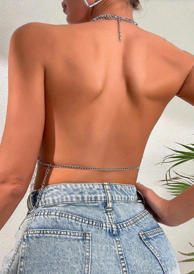 Shimmering Gala Luminous Metallic Halter Top