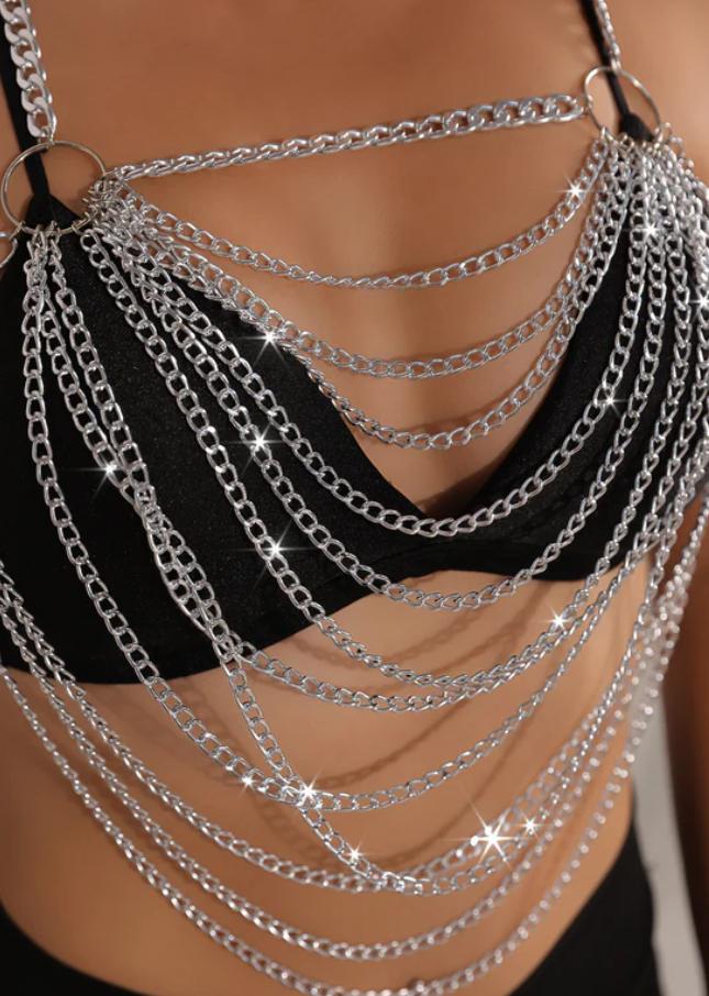 Edgy Chain-Accent Halter Top