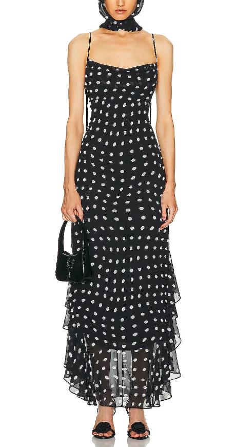 Timeless Fashion Rhythm Polka Dot Dinner Maxi Dress