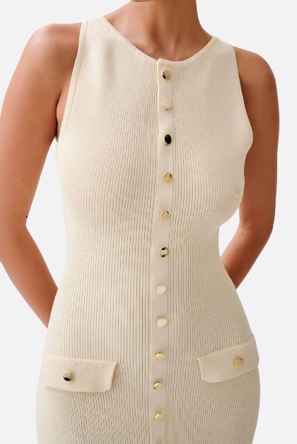 Office Simple Generous Sleeveless Midi Dress