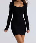 Black Long Sleeve Bandage Mini Dress