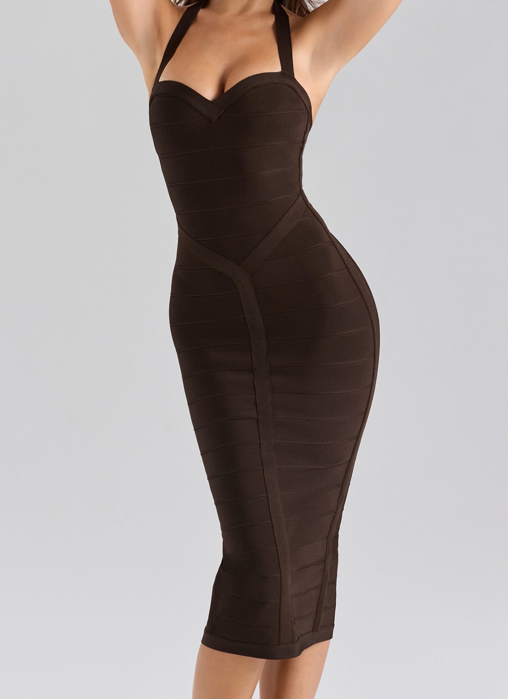 Chocolat Halter Midi Bandage Dress