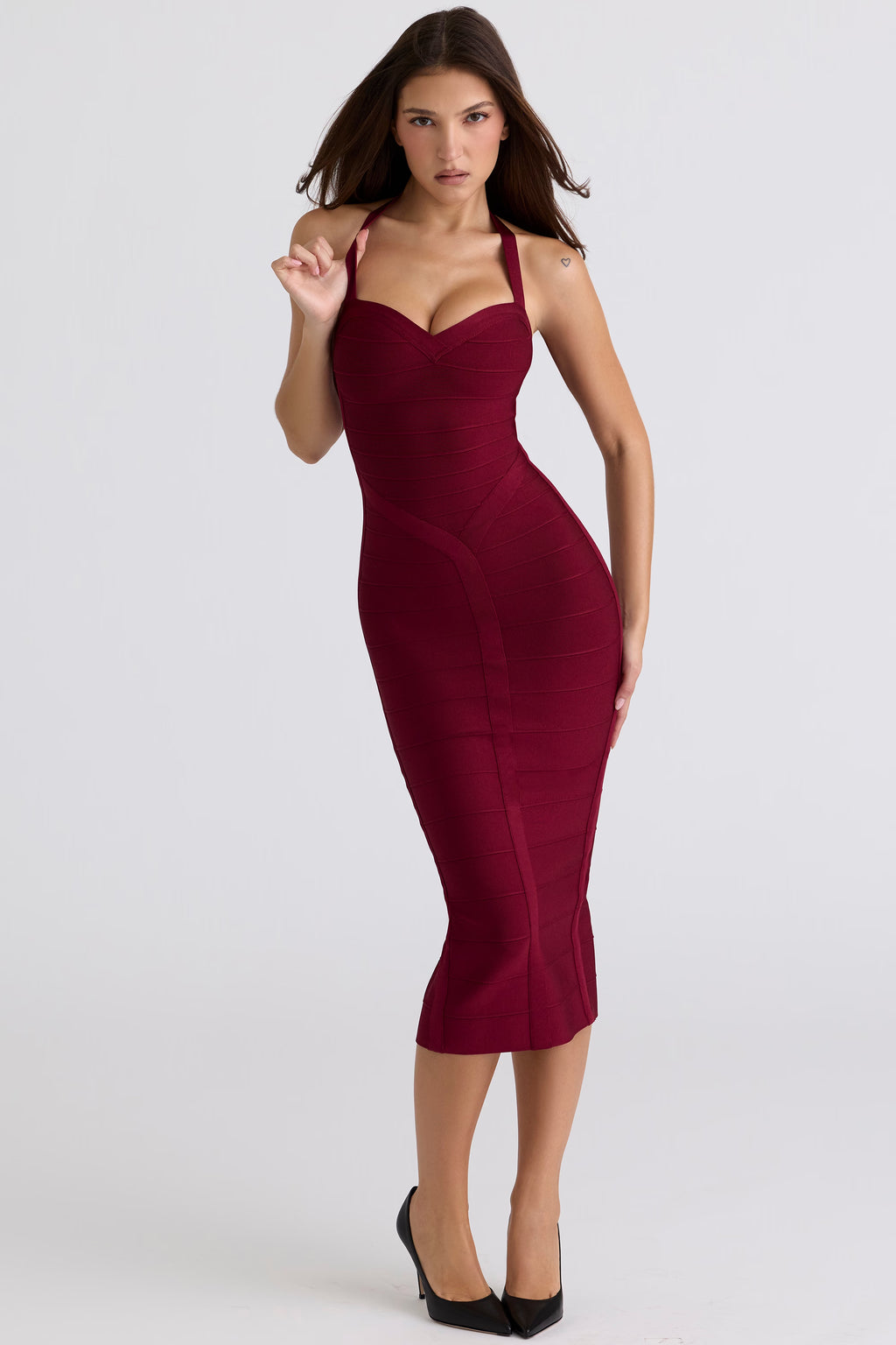 Halter Neck Bandage Midi Dress