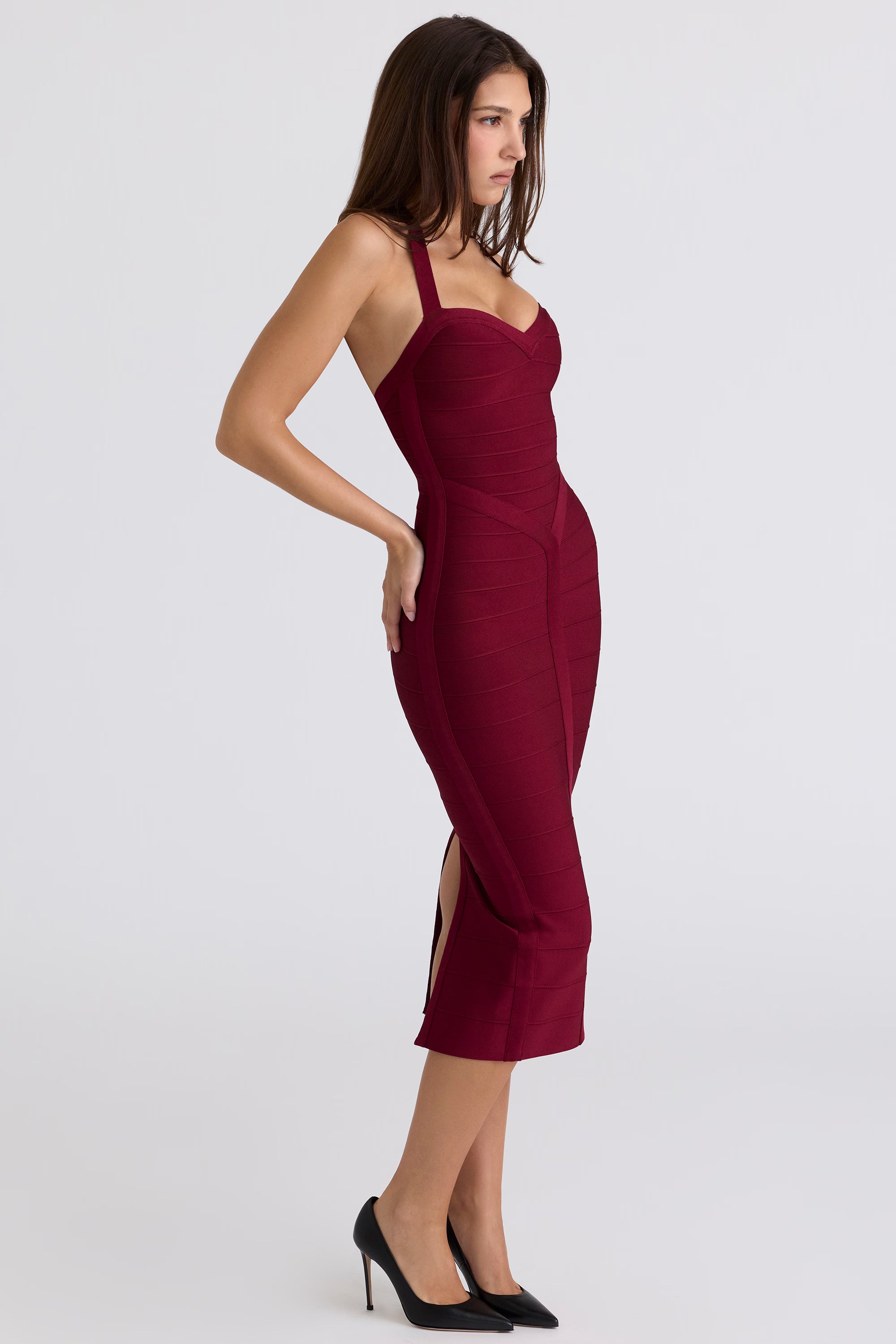 Halter Neck Bandage Midi Dress