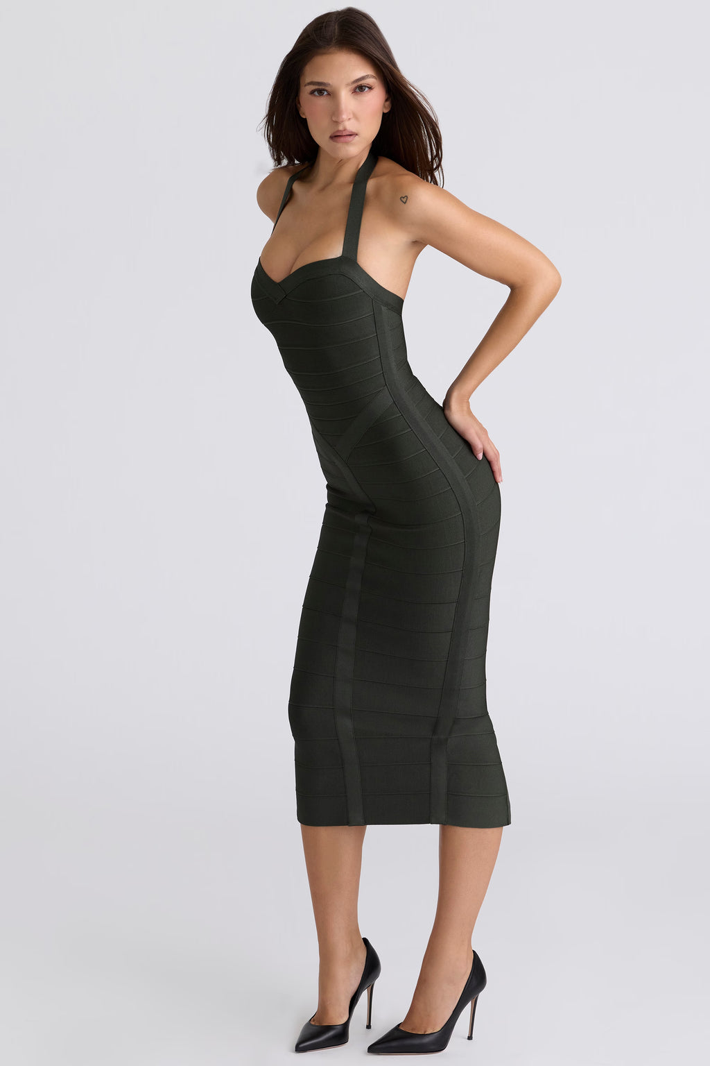 Halter Neck Bandage Midi Dress
