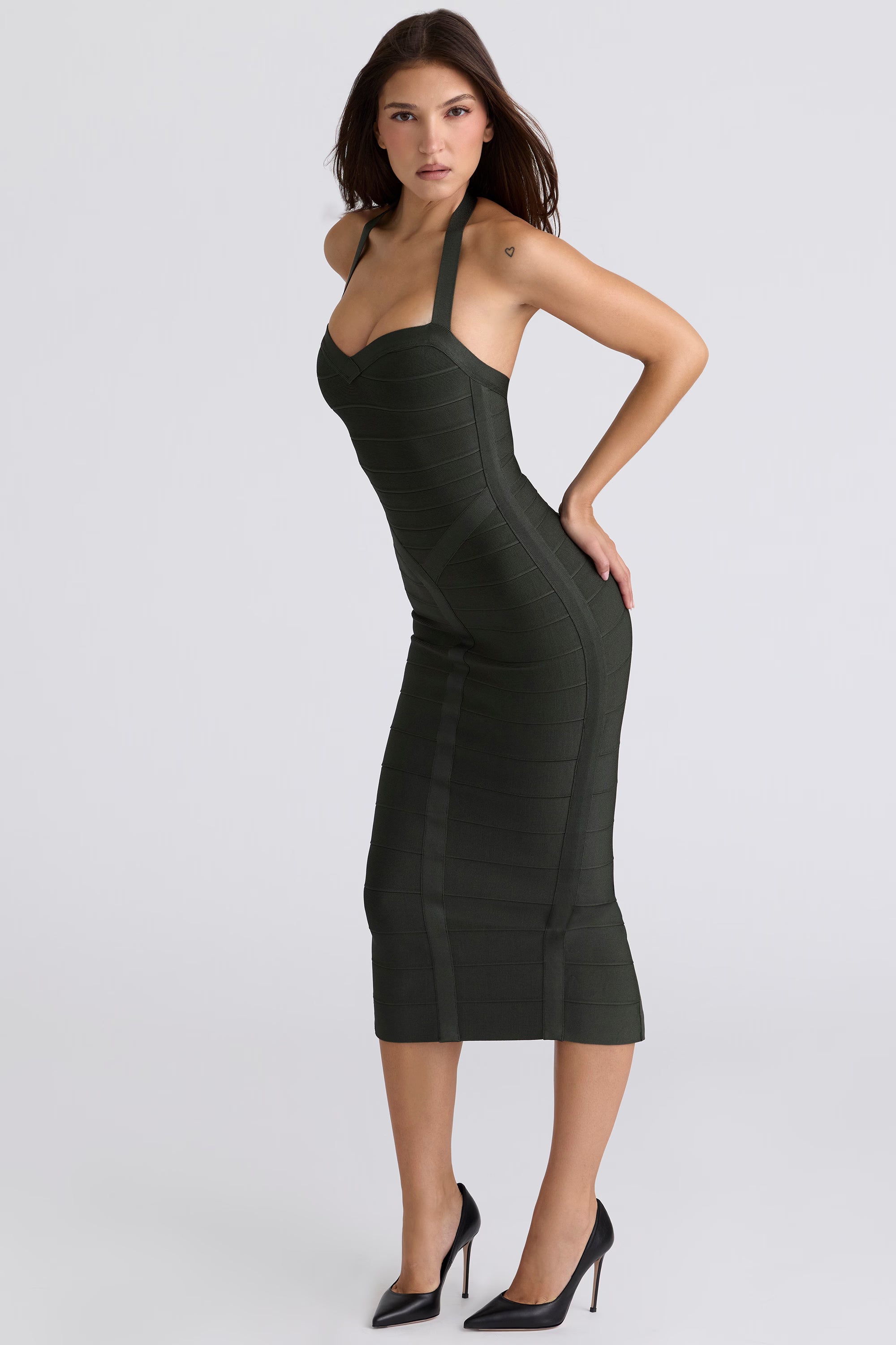 Halter Neck Bandage Midi Dress