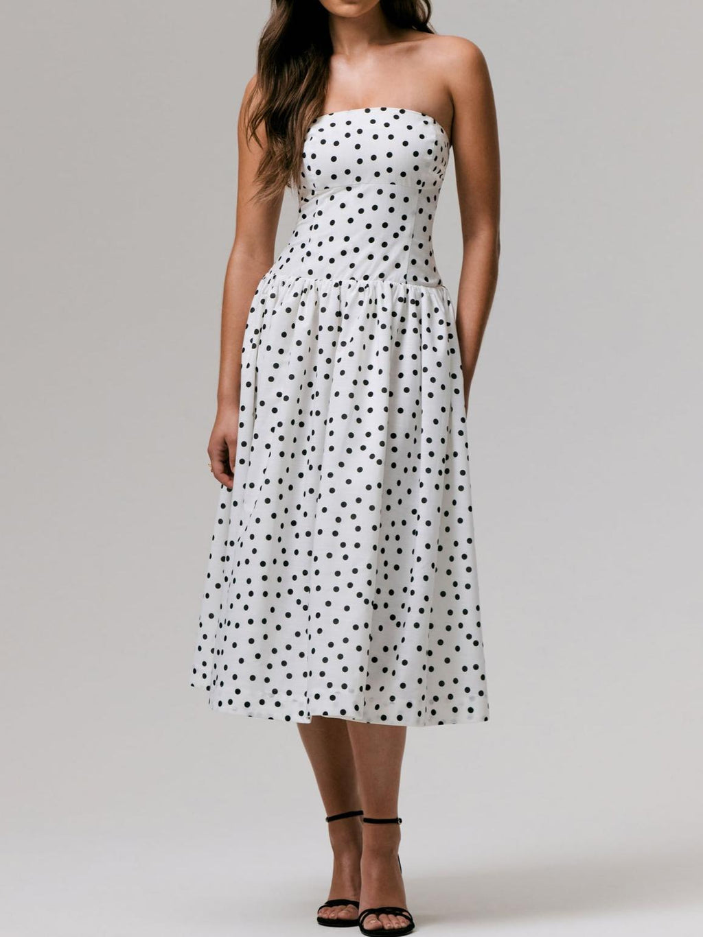 Polka Dot Bandeau Midi Dress