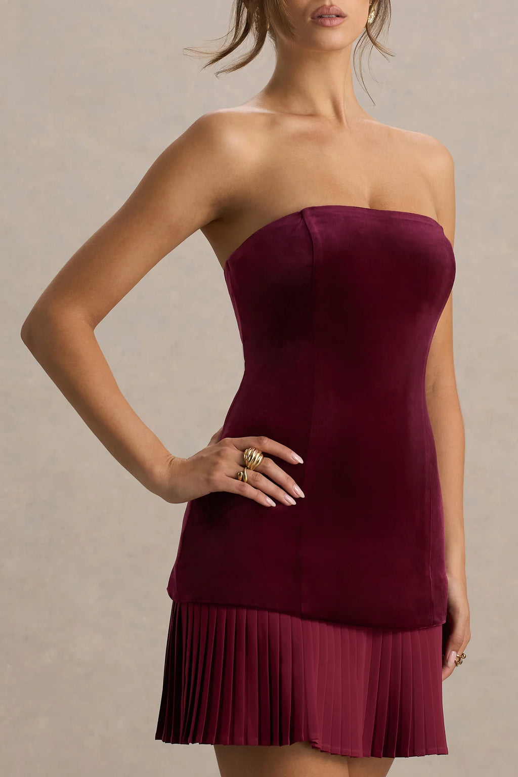 Velvet Bandeau Mini Dress