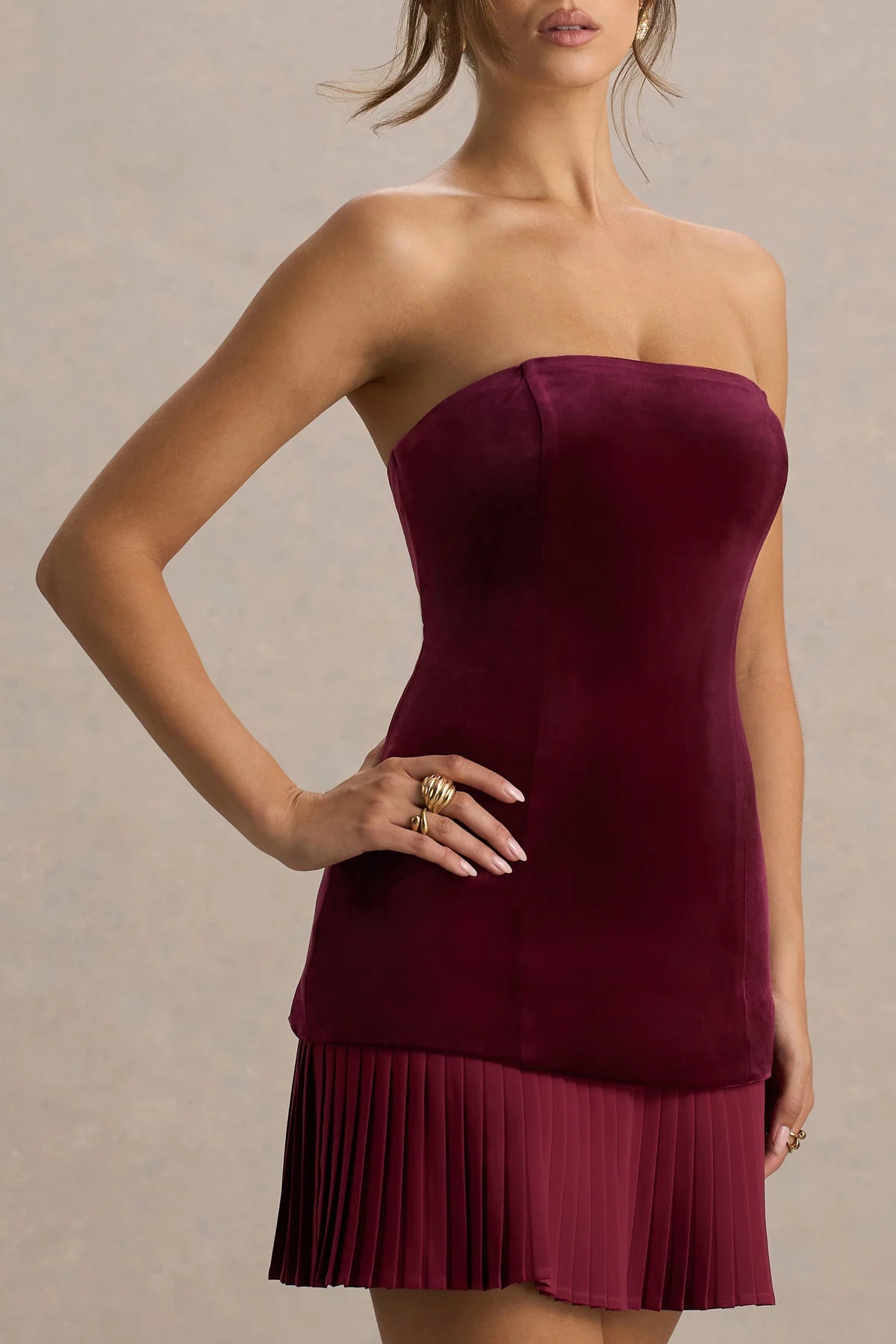 Velvet Bandeau Mini Dress