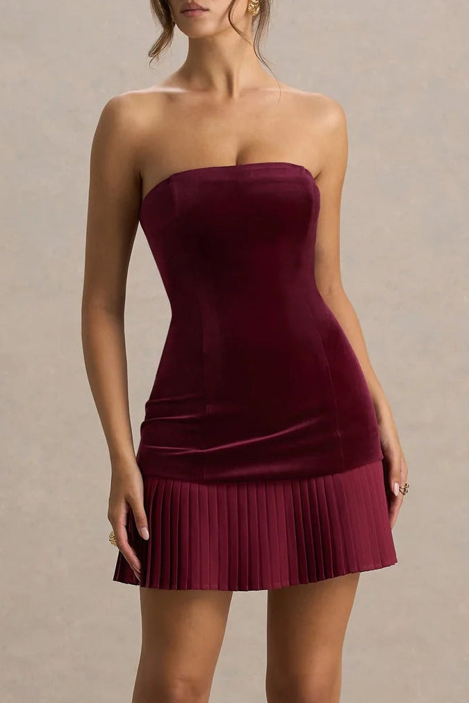 Velvet Bandeau Mini Dress