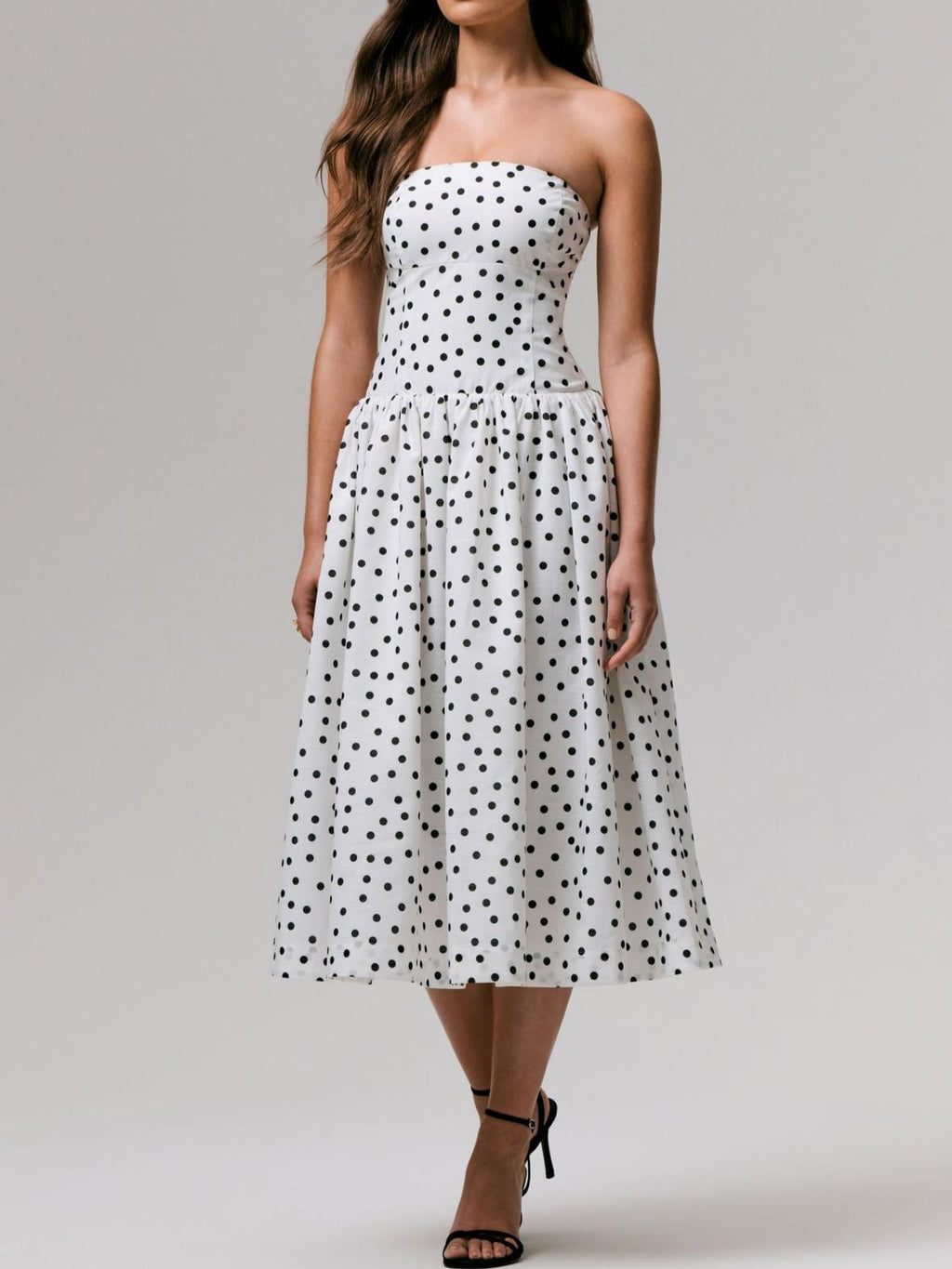 Polka Dot Bandeau Midi Dress