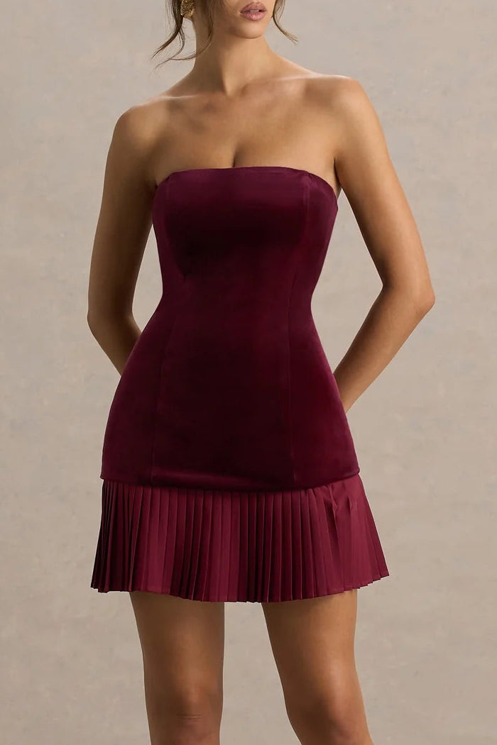 Velvet Bandeau Mini Dress