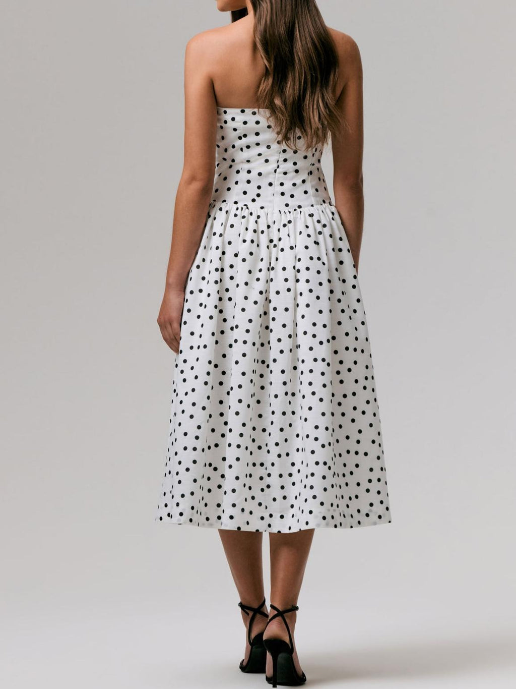 Polka Dot Bandeau Midi Dress