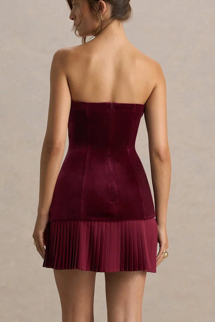 Velvet Bandeau Mini Dress