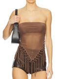 Strapless Mesh Top