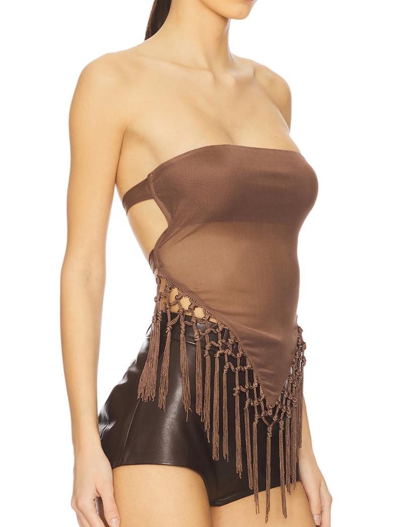Strapless Mesh Top