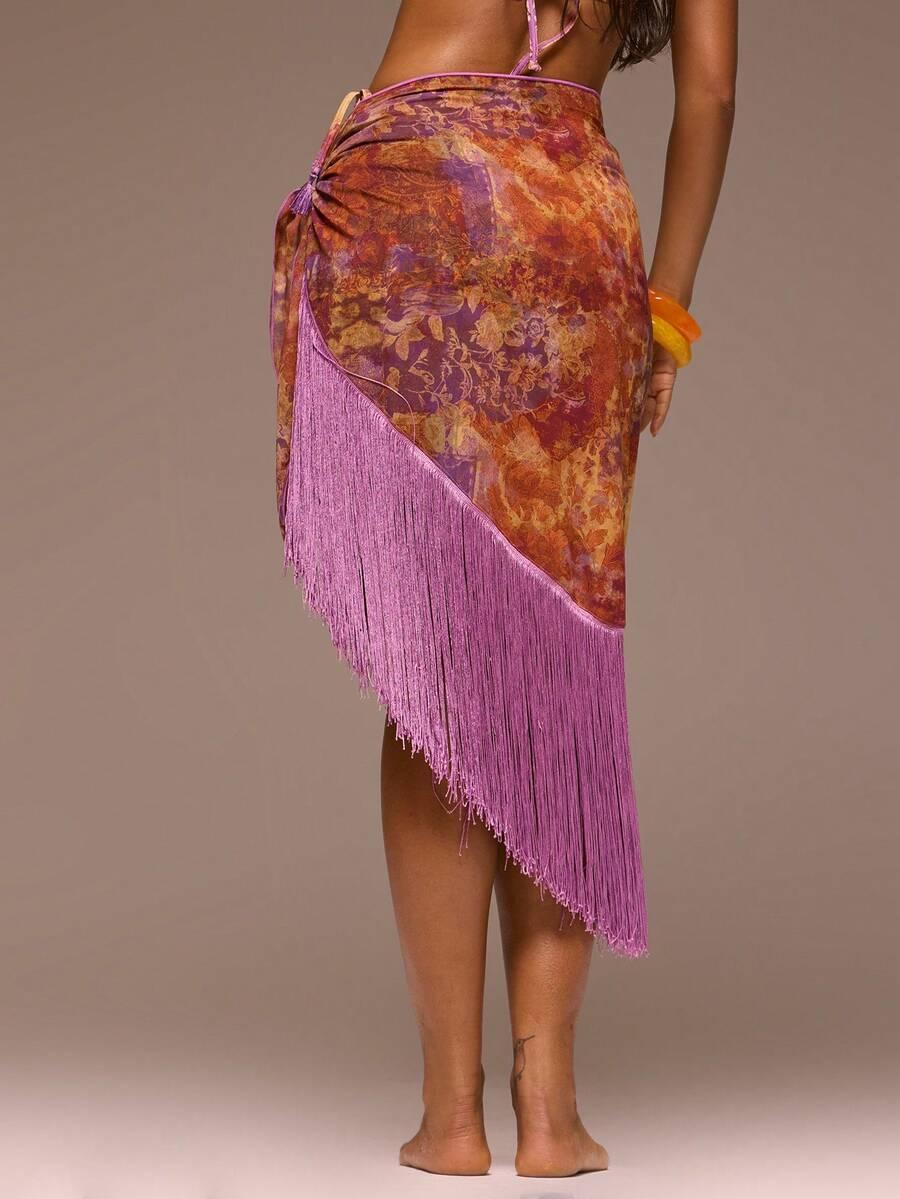 Sunset Reverie Fringe Wrap Skirt